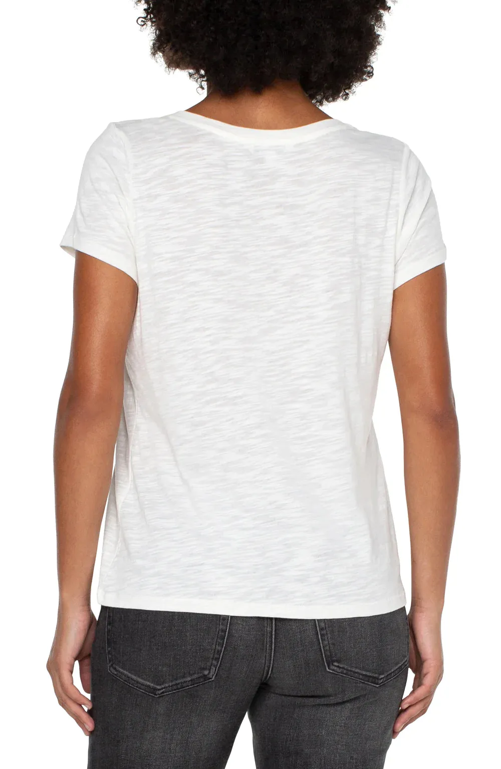 SLIM FIT V-NECK SLUB KNIT TEE-White