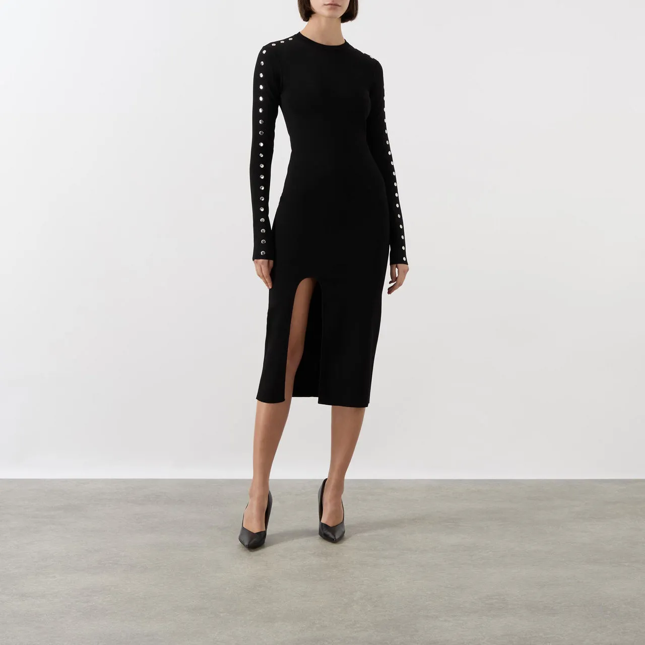 STELLA MCCARTNEY Stud-Detail Knitted Dress - Black