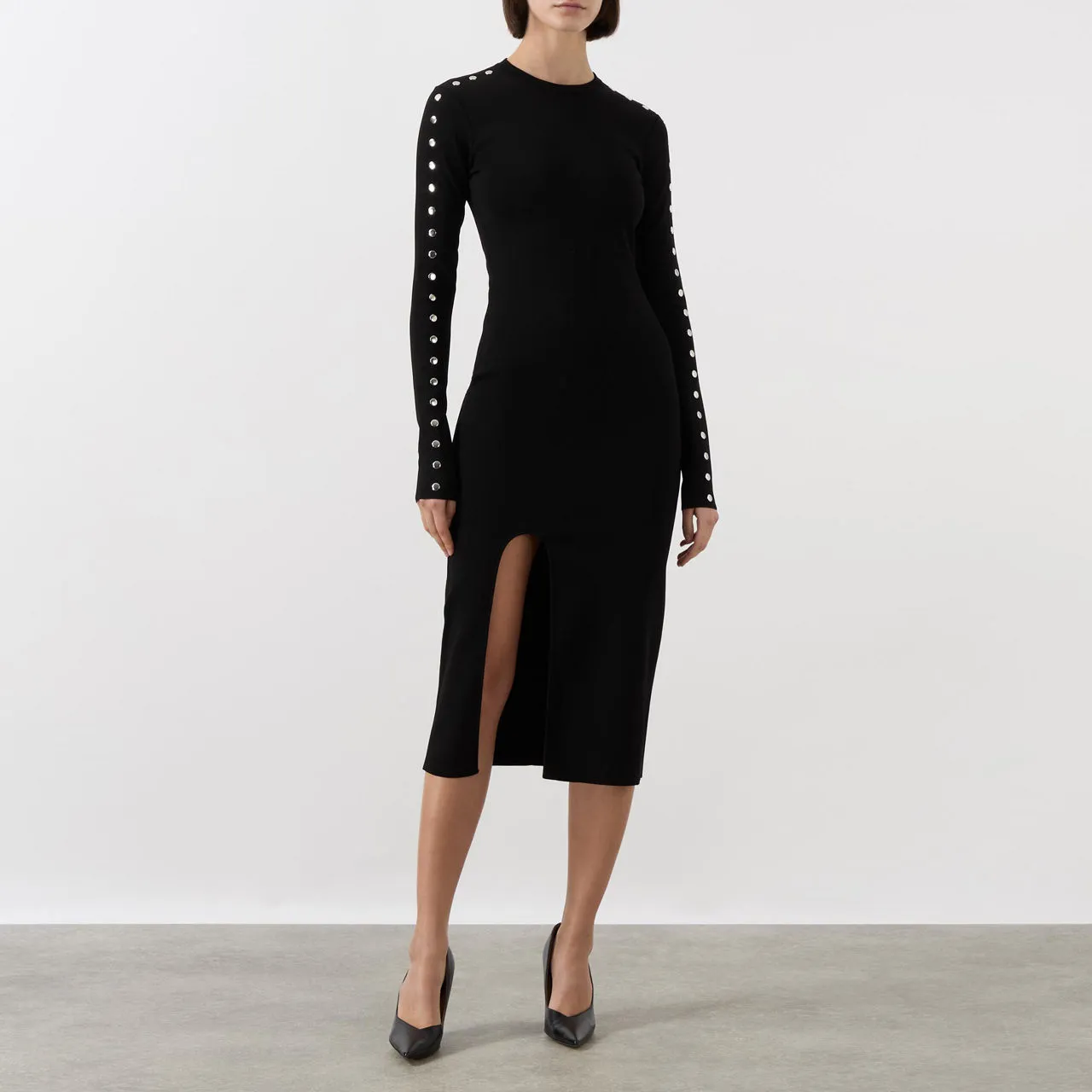 STELLA MCCARTNEY Stud-Detail Knitted Dress - Black