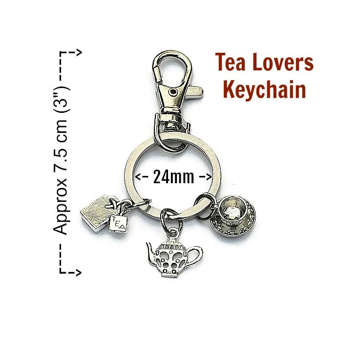 TEA LOVERS KEYCHAIN with three Tea themed charms