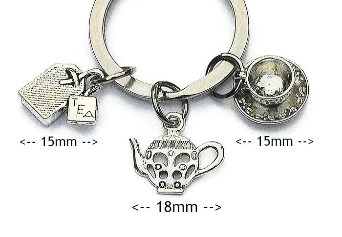 TEA LOVERS KEYCHAIN with three Tea themed charms