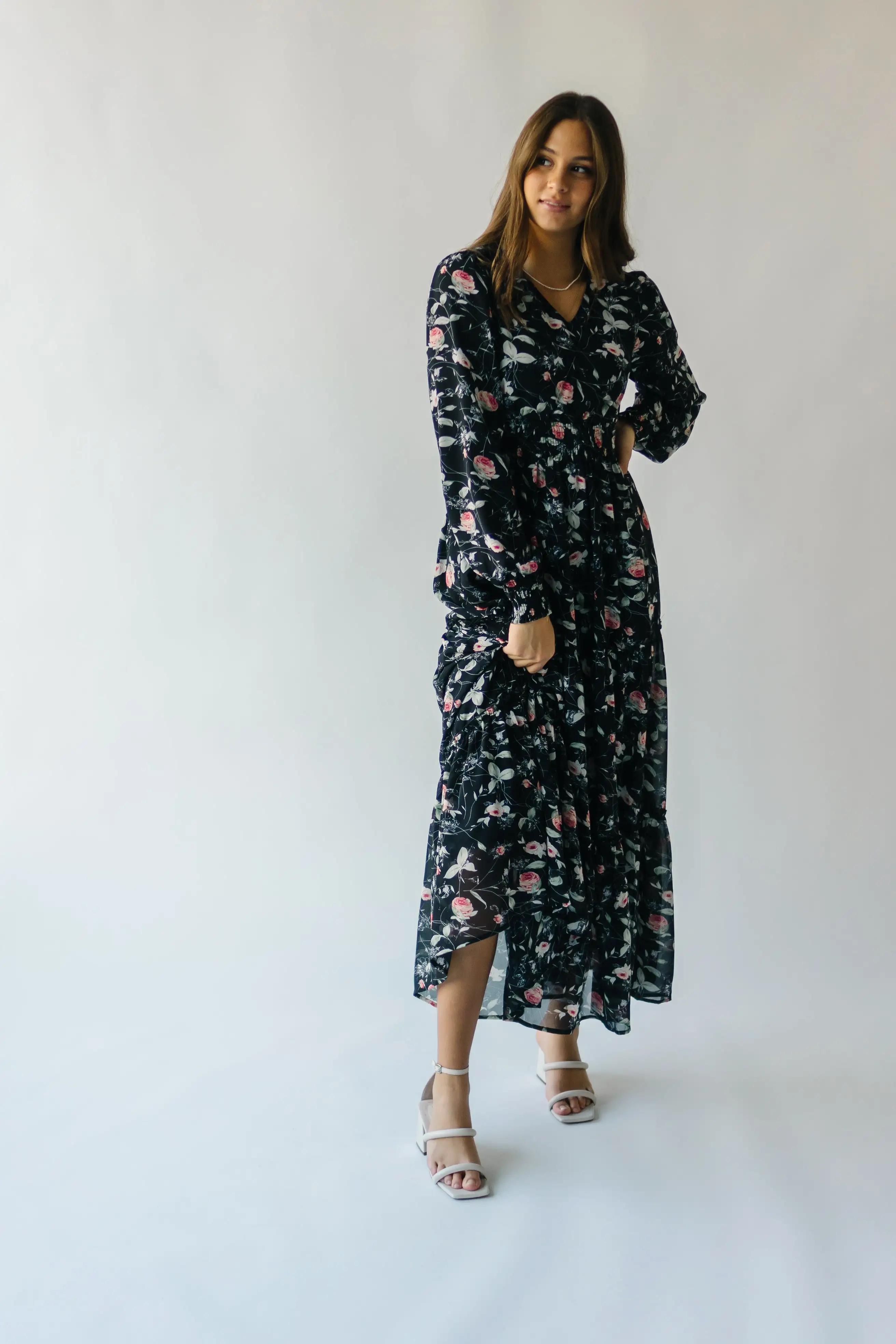 The Jacey Patterned Maxi Dress in Rose Garden