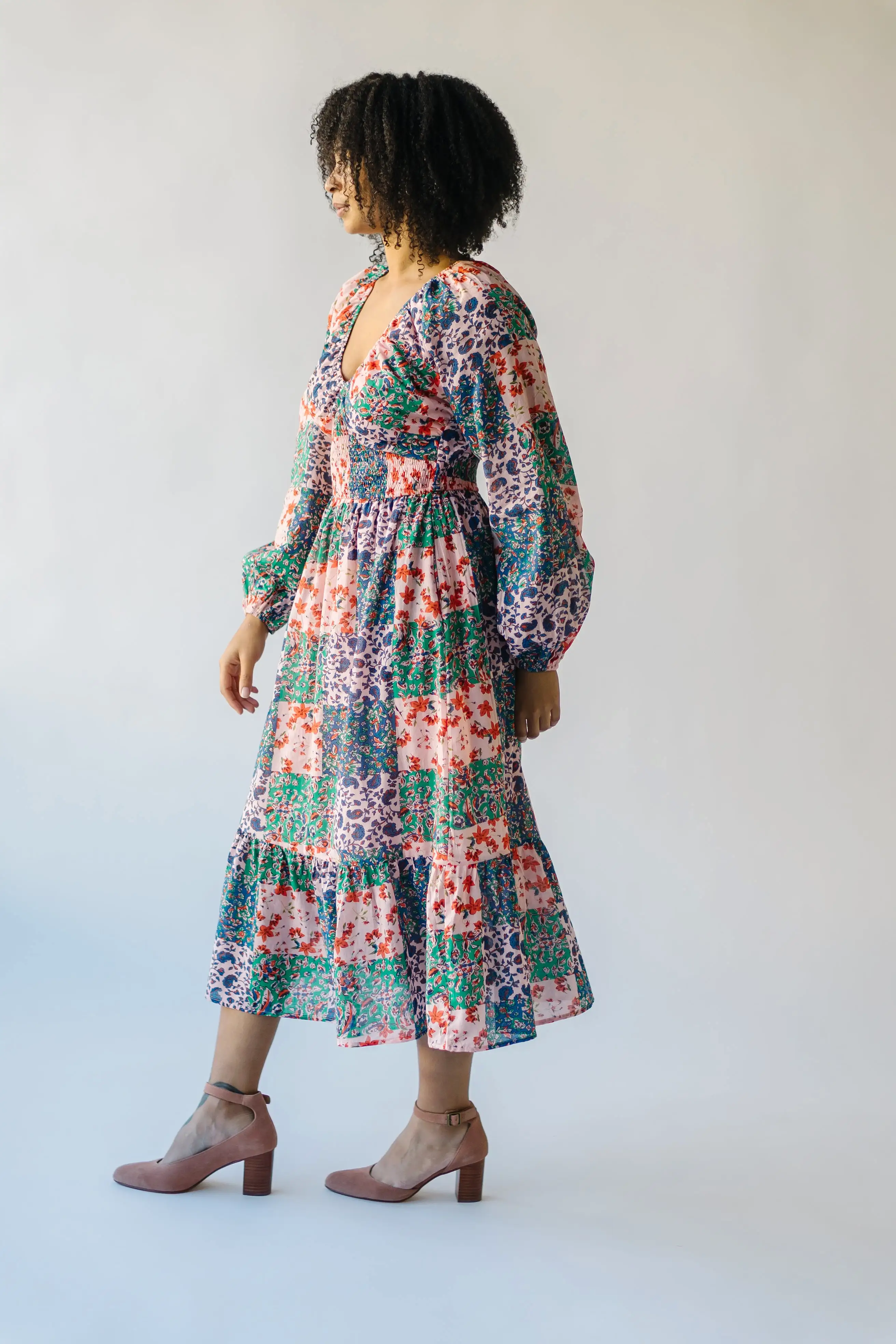 The Laken Patterned Maxi Dress in Pink + Blue Floral