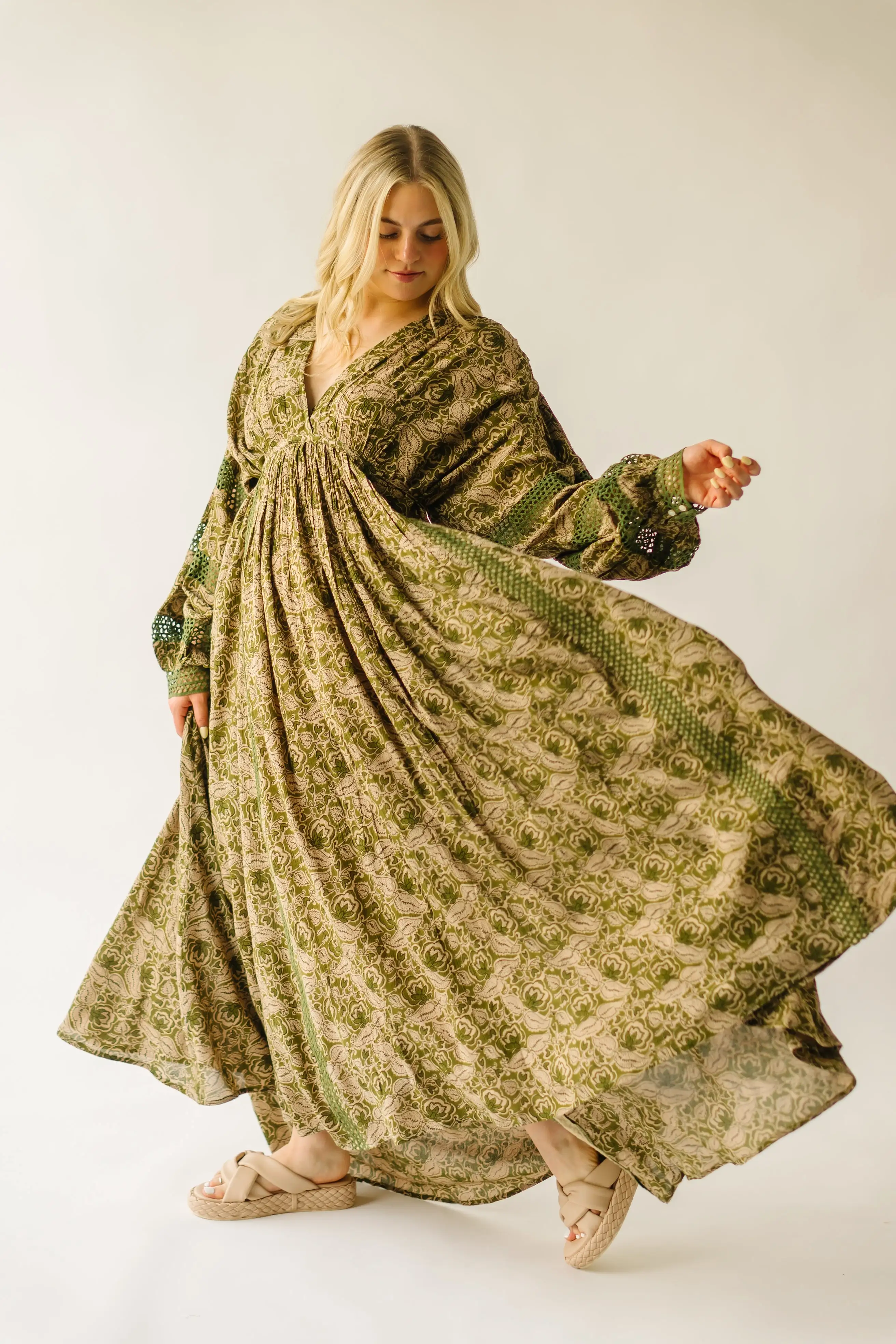 The Pharaoh Patterned Maxi Dress in Green