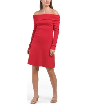 Tj Maxx Off The Shoulder Flare Knit Mini Dress For Women