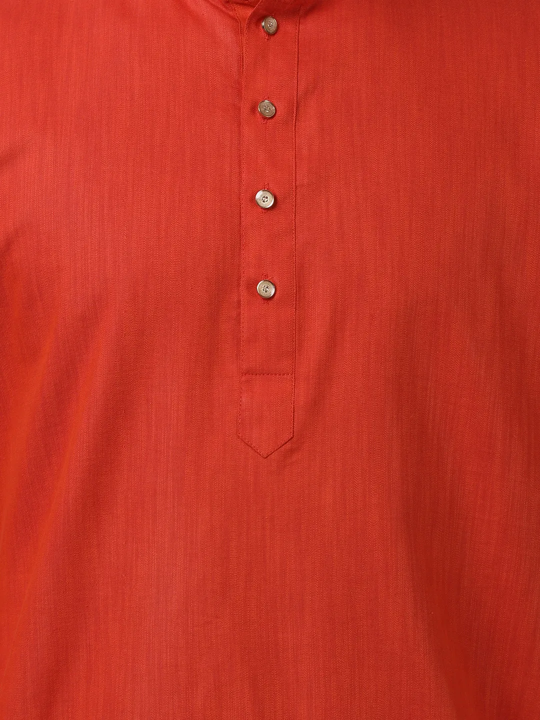 VASTRAMAY Men's Red Cotton Blend Kurta