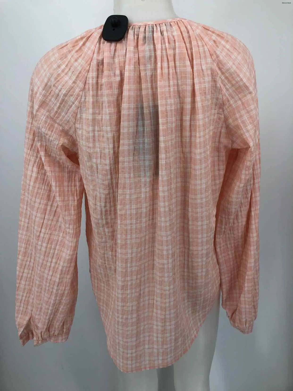 VERONICA BEARD Peach White Cotton Blend Longsleeve Size MEDIUM (M) Top