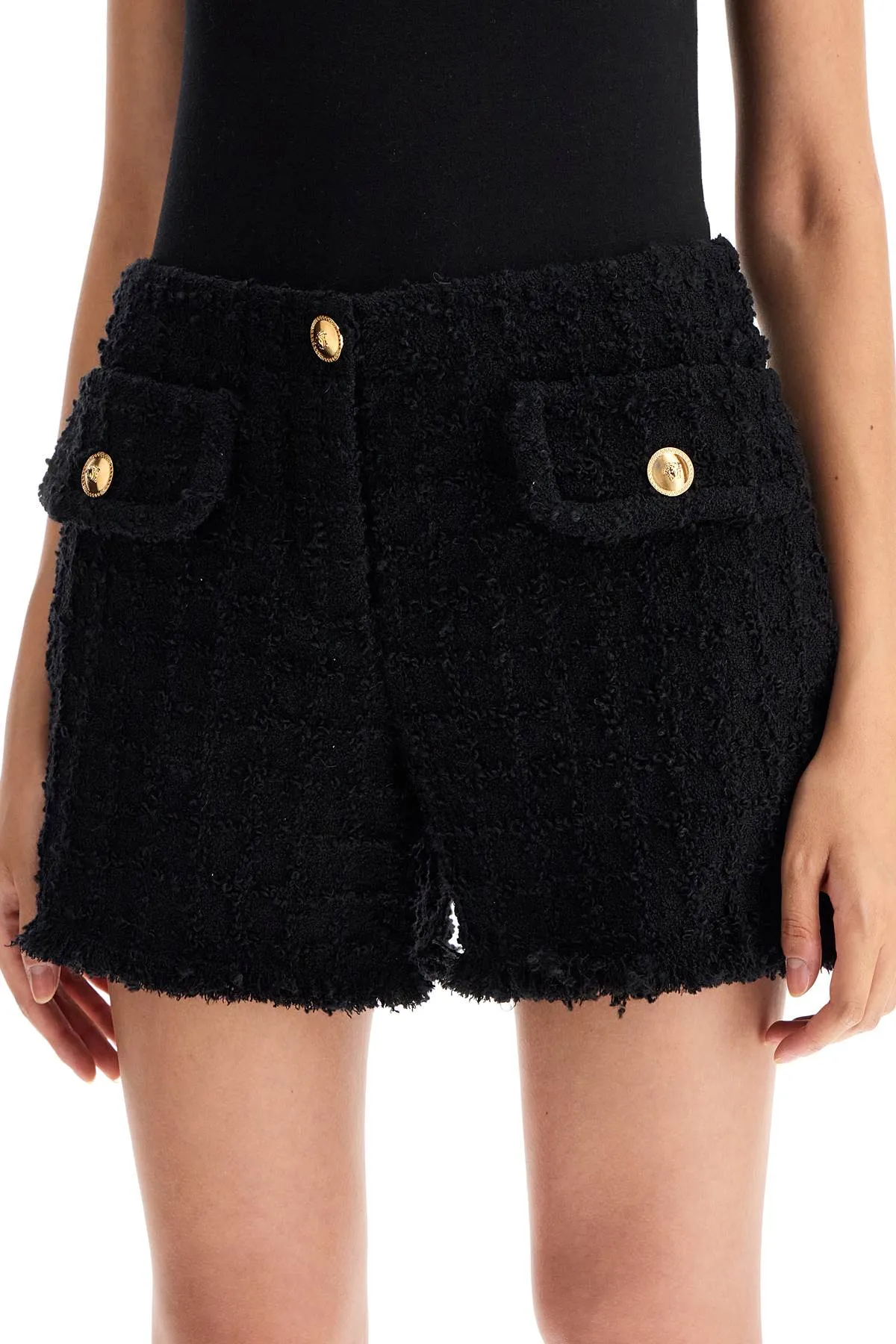 Versace heritage Tweed Mini Shorts   Black