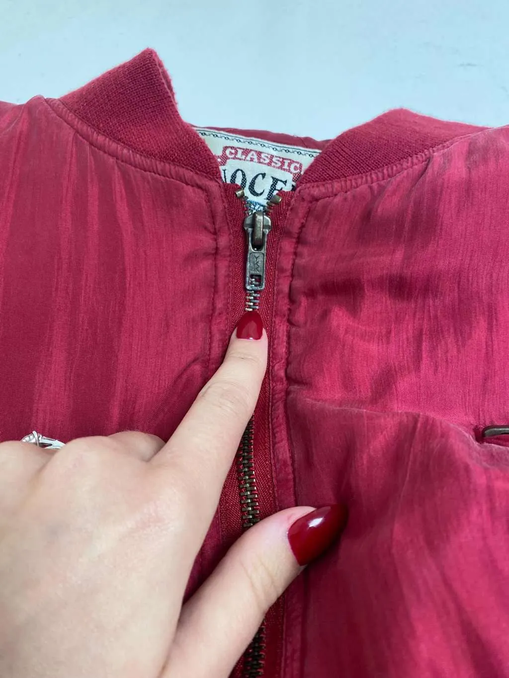 Vintage raspberry pink padded silk bomber jacket – Large / XL