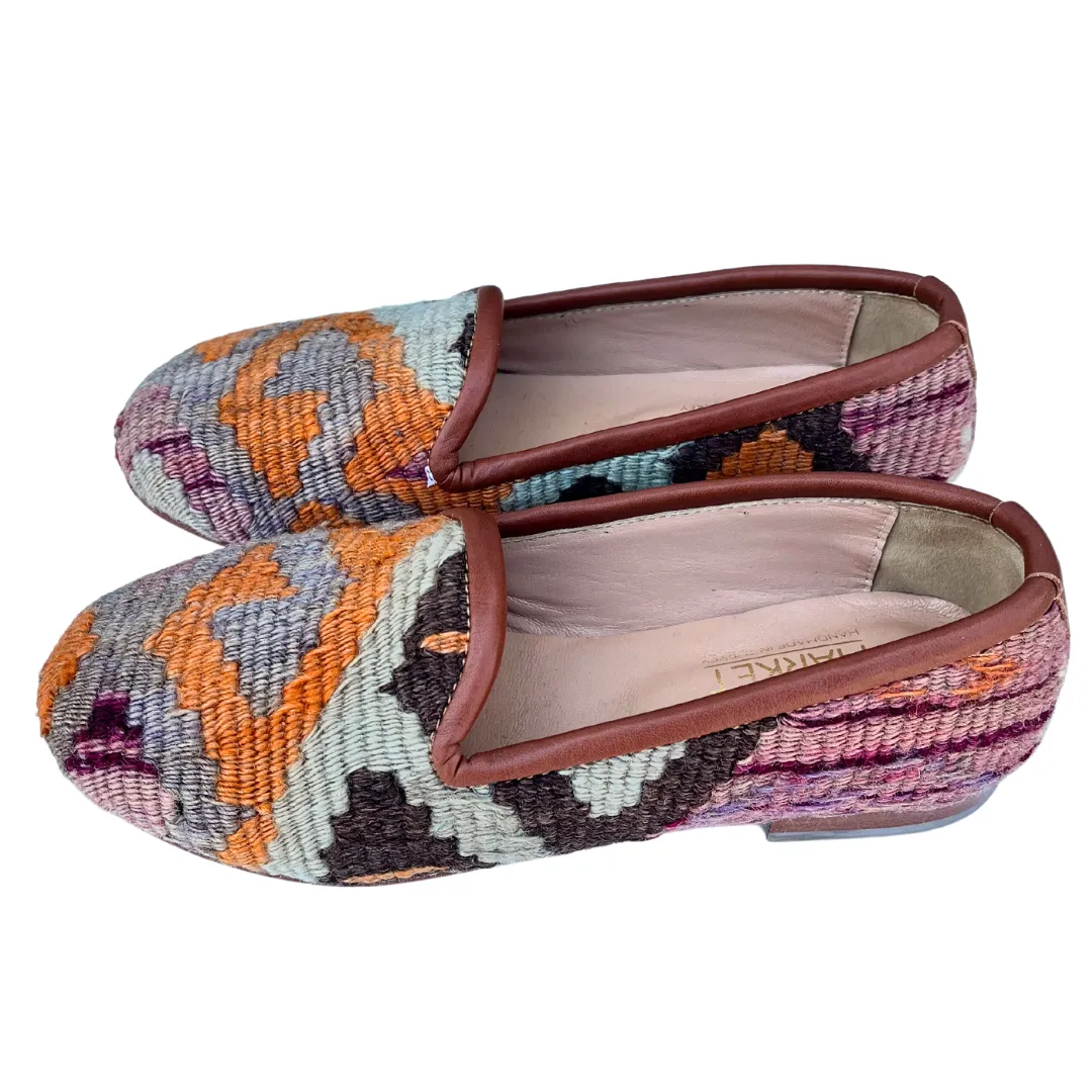 Women's Turkish Kilim Loafer Lavender, Mint, & Orange