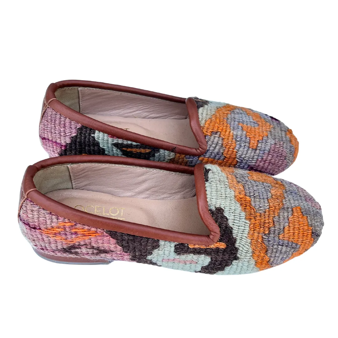 Women's Turkish Kilim Loafer Lavender, Mint, & Orange